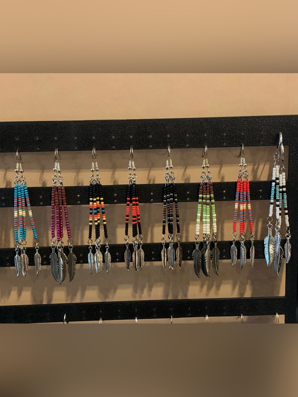 Colorful Beaded Spirit Feather Earrings - 8 colors